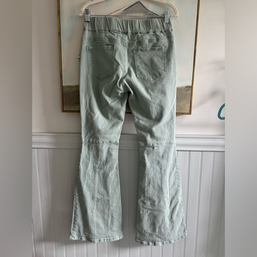 ENTYINEA Women's Flare Jeans Elastic Stretchy Cotton Denim Pants Sage Green L - Picture 7 of 10